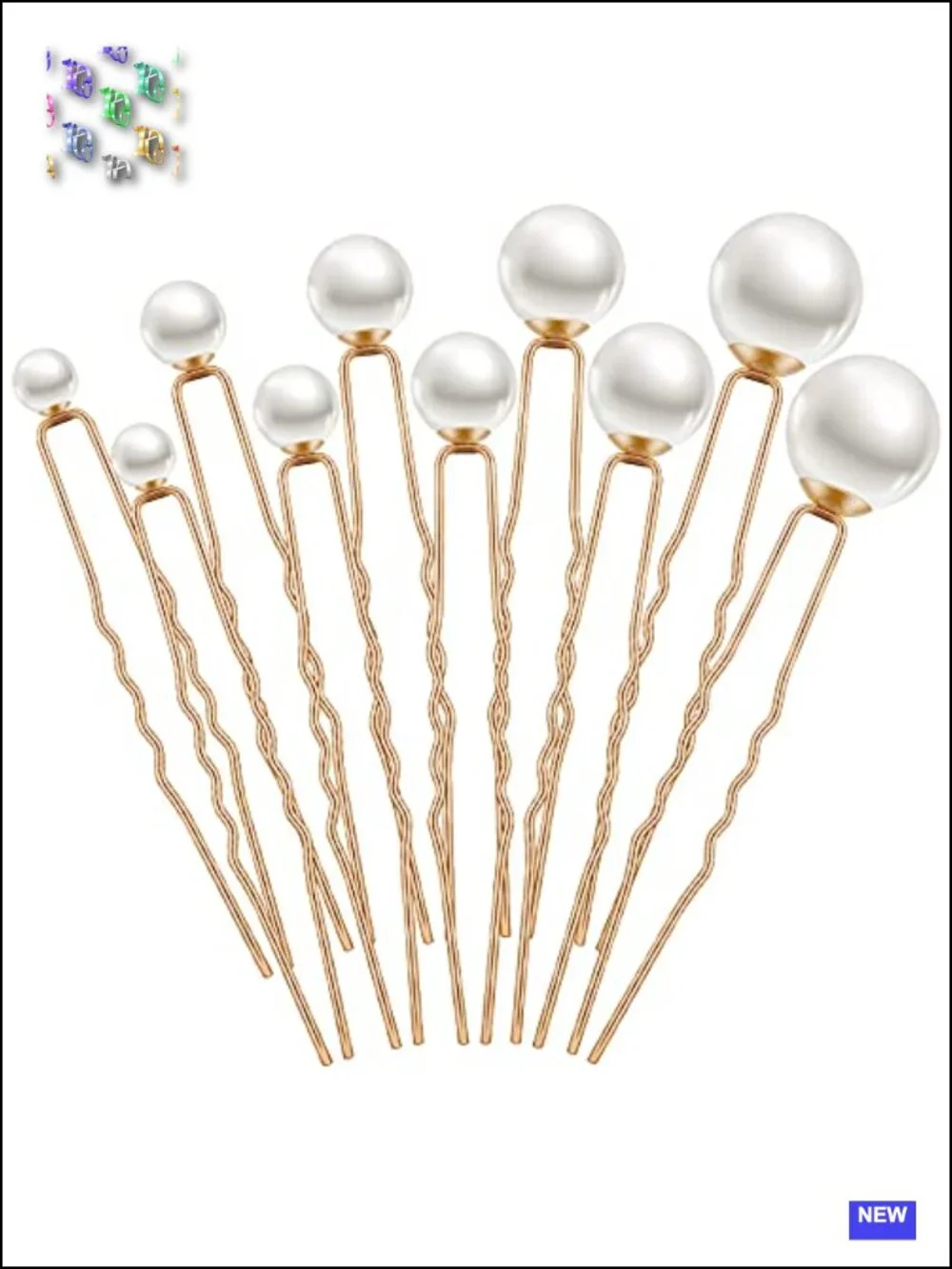 32 Pcs Wedding Pearl Hair Pins Mixed Size Bridal Hair Accessories Rhinestone U
